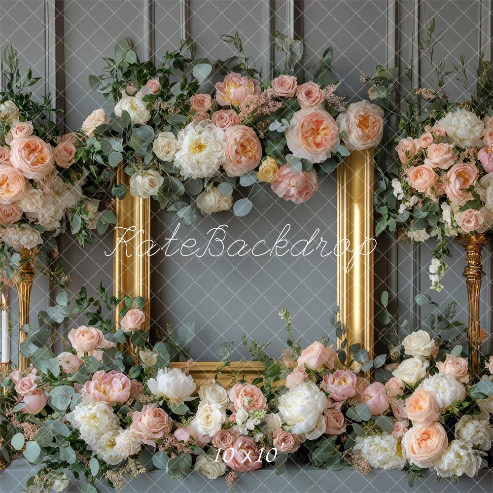 Kate Spring Rose Square Frame Wedding Backdrop Designed by Mini MakeBelieve