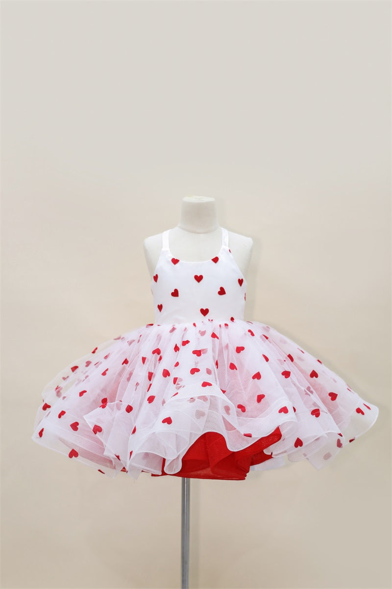 Kate Valentine's Day Heart Mesh Kids Dress for Photography