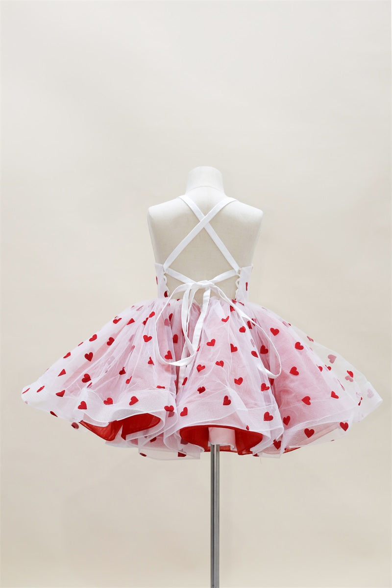 Kate Valentine's Day Heart Mesh Kids Dress for Photography