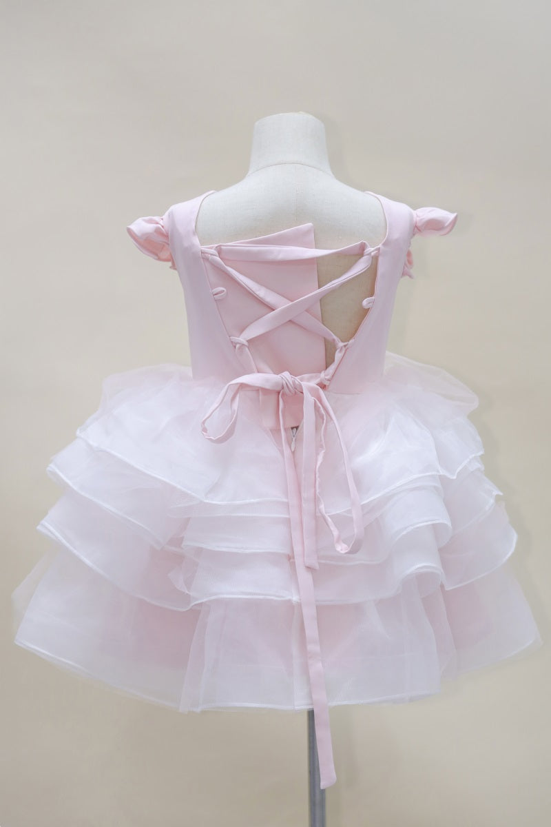 Kate Valentine's Day Pink Fly Sleeve Mesh Kids Dress for Photography