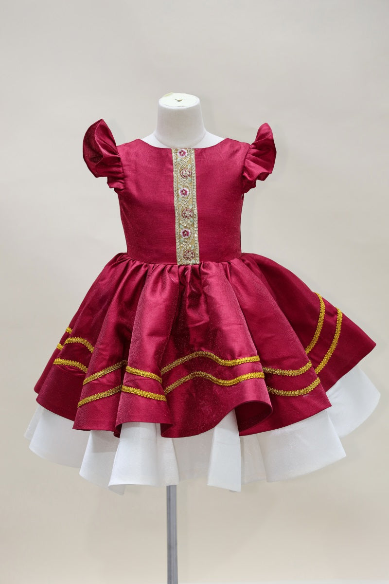 Kate Christmas Red Flying Sleeve Kids Dress for Photography