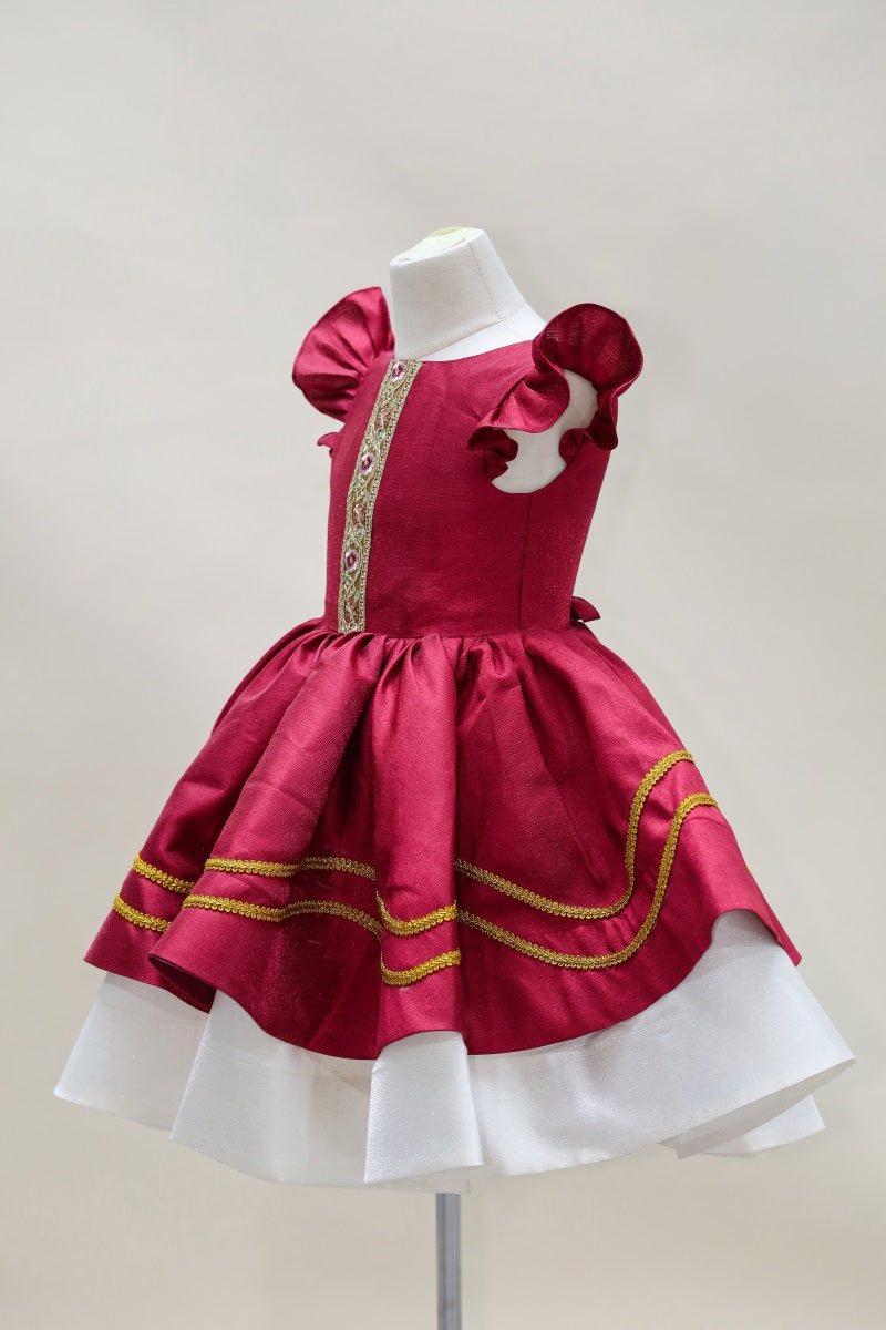 Kate Christmas Red Flying Sleeve Kids Dress for Photography