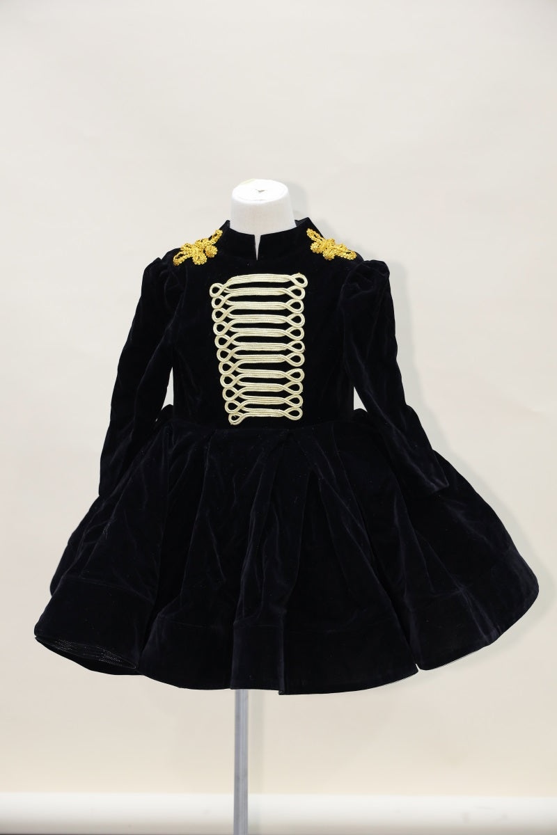 Kate Halloween Black Embroidered Long Sleeve Kids Dress for Photography