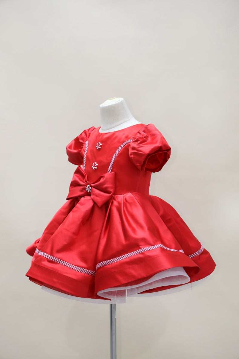 Kate Christmas Red Puff Sleeve Kids Dress for Photography