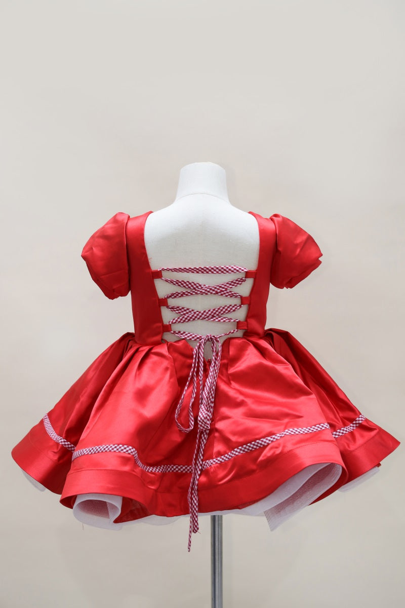 Kate Christmas Red Puff Sleeve Kids Dress for Photography