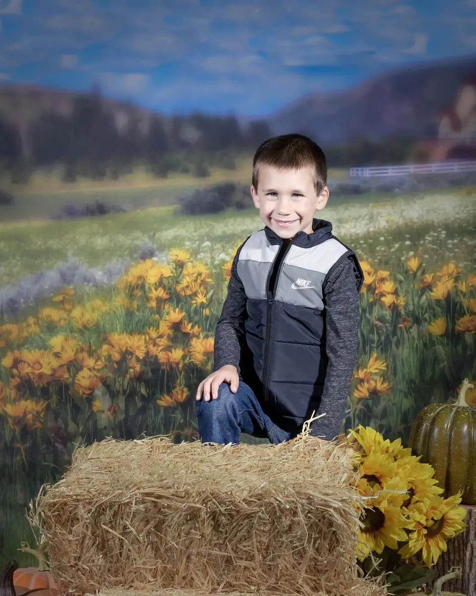 Kate Mountain Meadow Summer Sunflowers Backdrop for Photography Designed by Lisa Granden