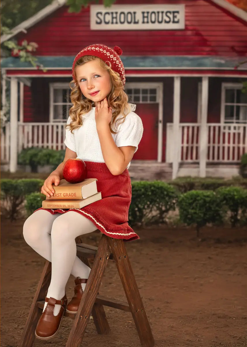 Kate Back to School Red House Backdrop for Photography