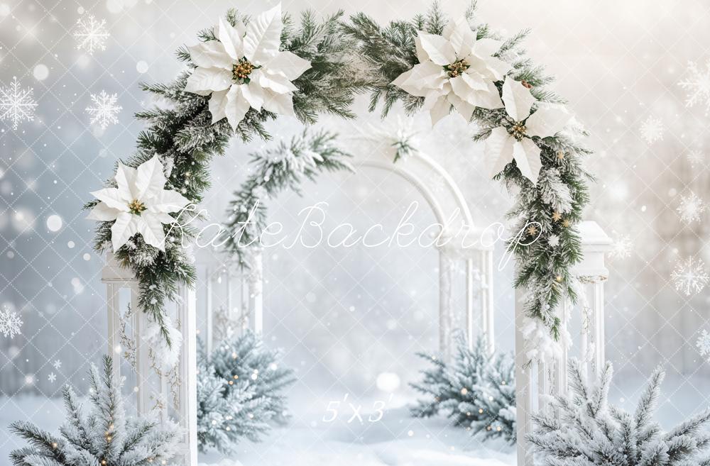 Kate Winter White Floral Arch Backdrop Designed by Emetselch