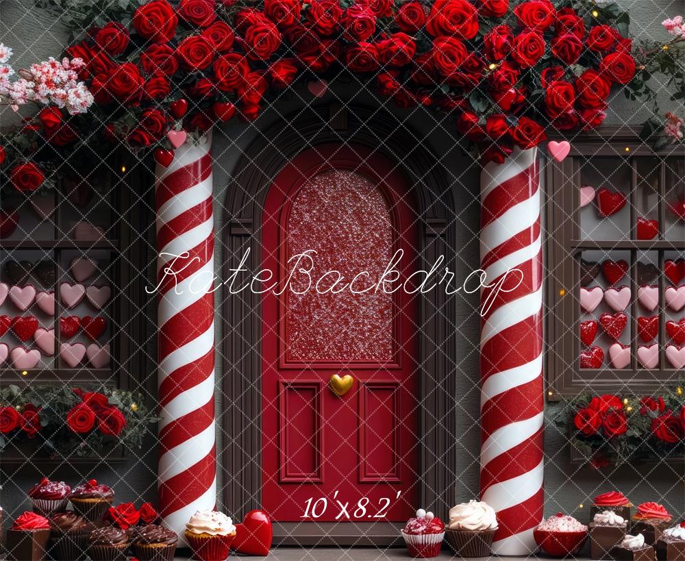 Kate Valentine's Candy House Roses Backdrop Designed by Mini MakeBelieve