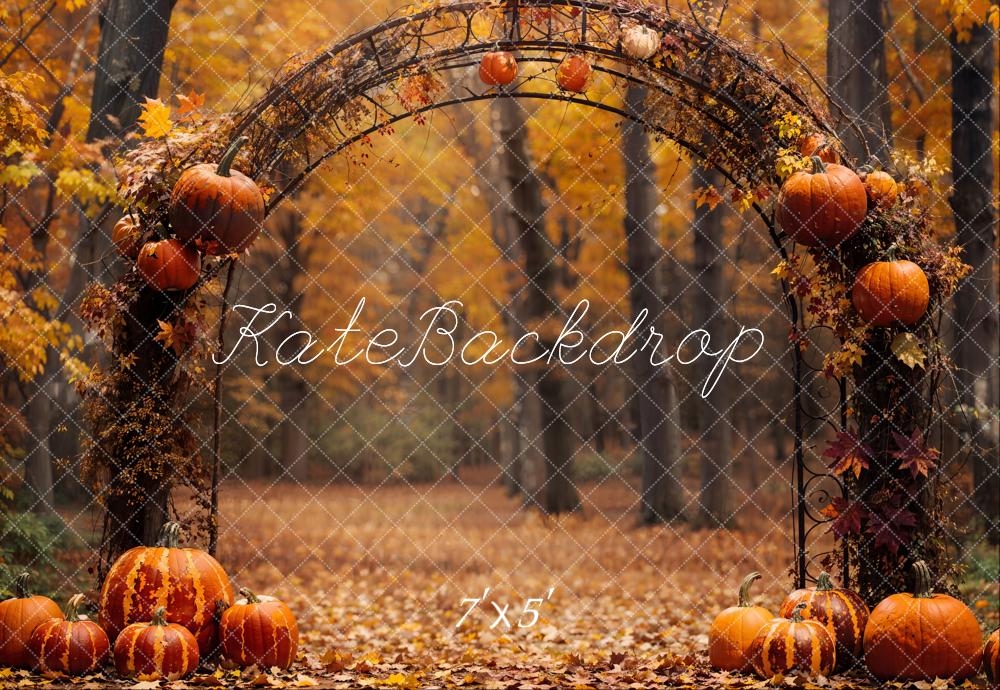 Kate Fall Pumpkin Arch Forest Backdrop Designed by Emetselch