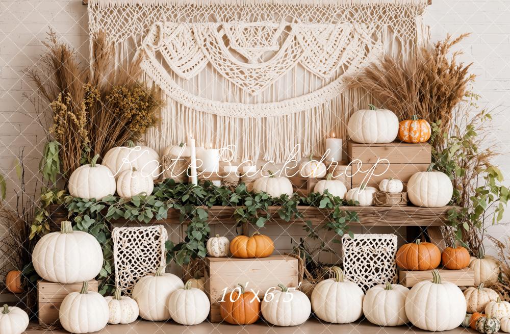 Fondo de Macramé de Calabaza Boho de Otoño Designed by Emetselch