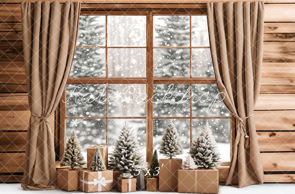 Kate Christmas Gifts Snowy Window Backdrop Designed by Emetselch