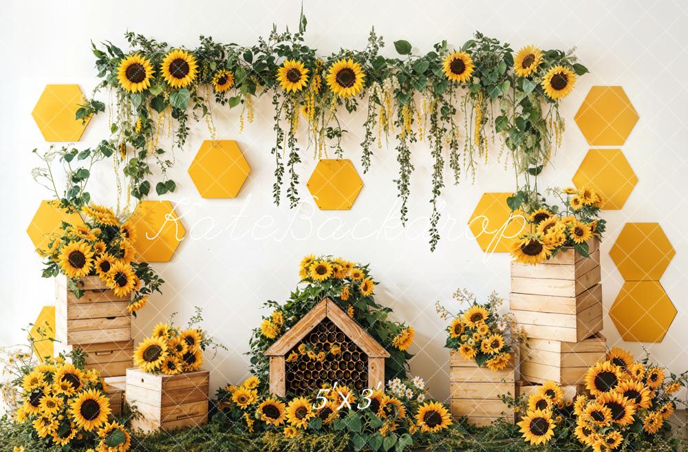 Kate Spring Sunflower Garden Honeycomb Backdrop Designed by Emetselch