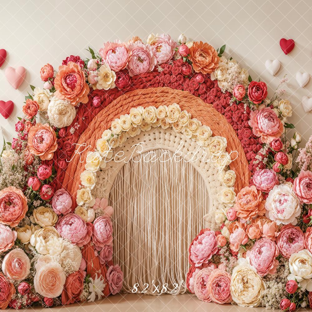 Bohemian Floral Arch Heart Pink Foto Achtergrond Designed by Emetselch