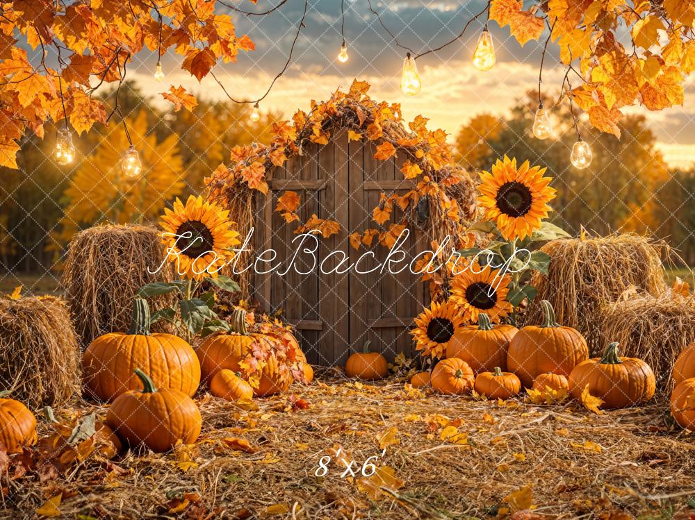 Fondo de granero de calabaza de otoño y girasol diseñado por Emetselch