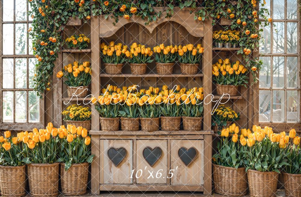 Kate Spring Rustic Tulip Flower Shelf Backdrop Designed by Emetselch