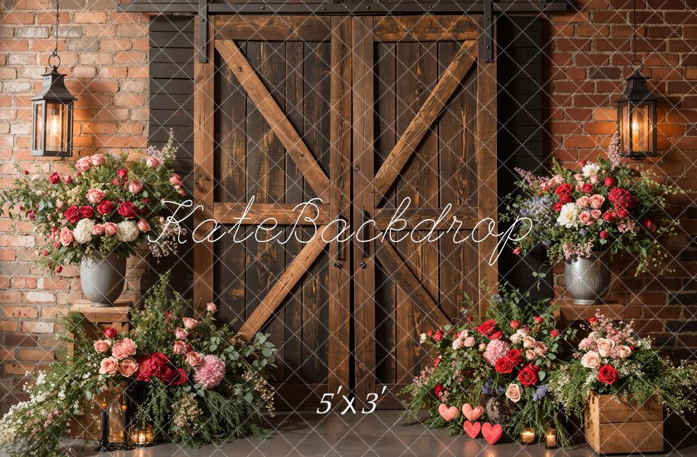 Kate Spring Rustic Barn Door Floral Backdrop Designed by Emetselch