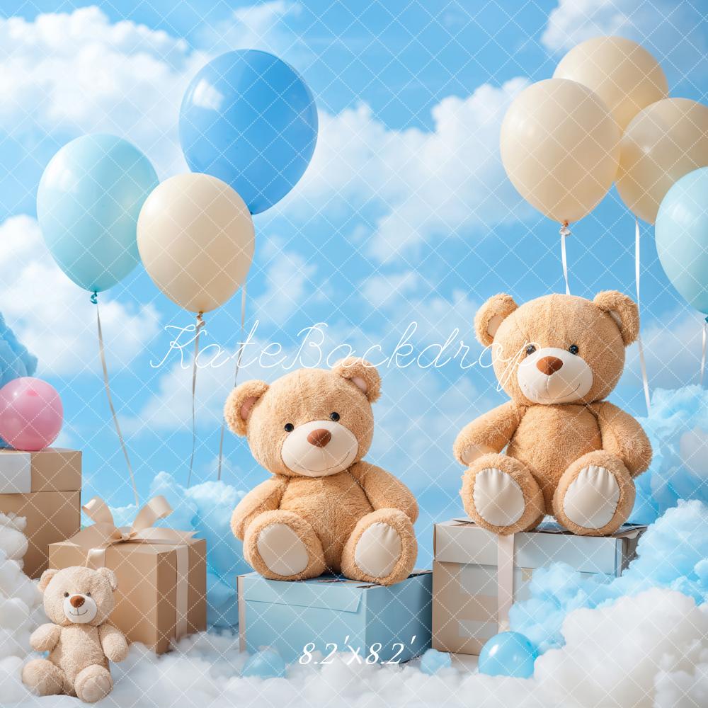 Kate Blue Sky With Teddy Bear and Balloons Backdrop Designed by Emetselch