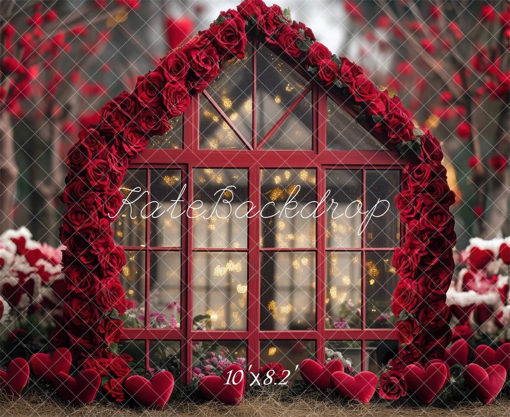 Valentine Rose Greenhouse Hearts Foto Achtergrond Designed by Mini MakeBelieve