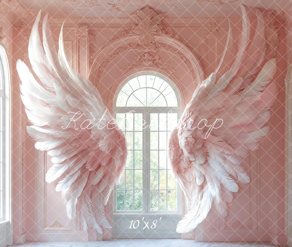 Kate Angel Wings Pink Arched Window Backdrop Designed by Emetselch