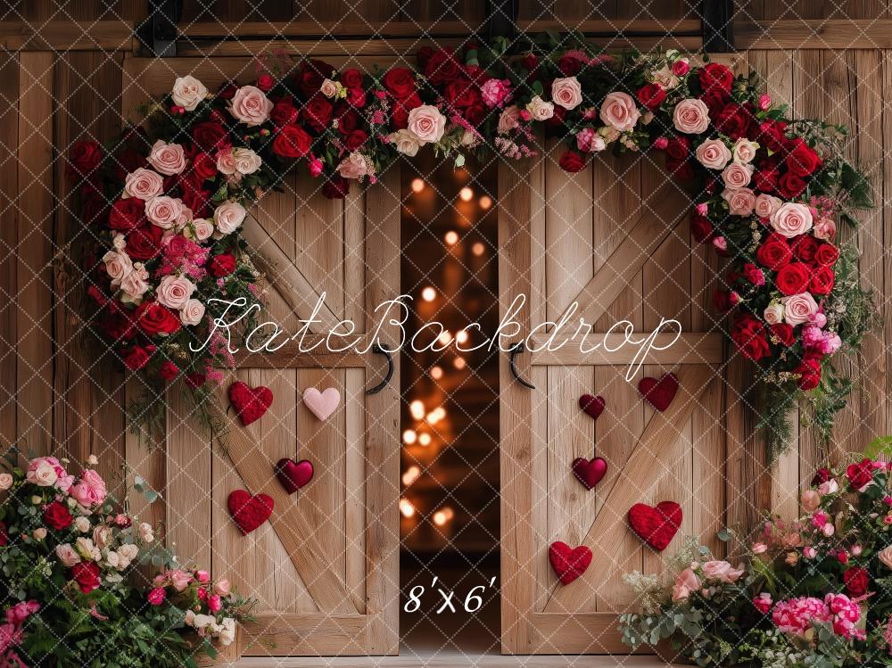 Kate Valentine Floral Heart Barn Door Backdrop Designed by Patty Roberts