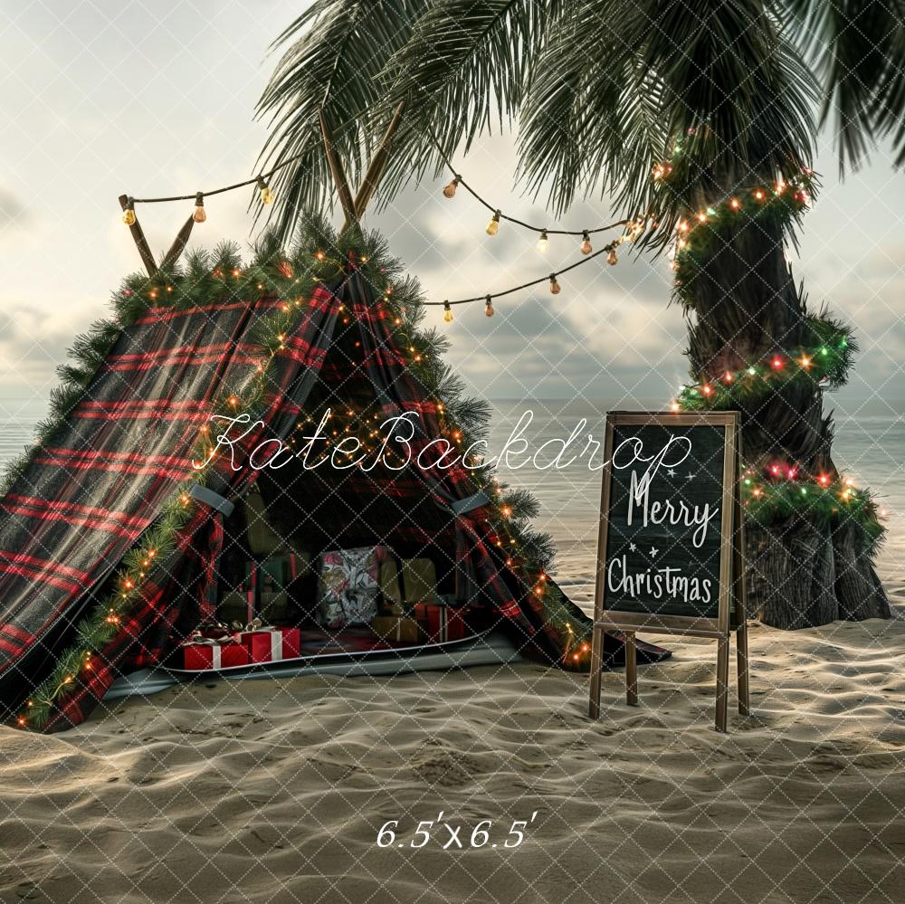 Kate Christmas Beach Tent Cloudy Backdrop Designed by Kerry Anderson