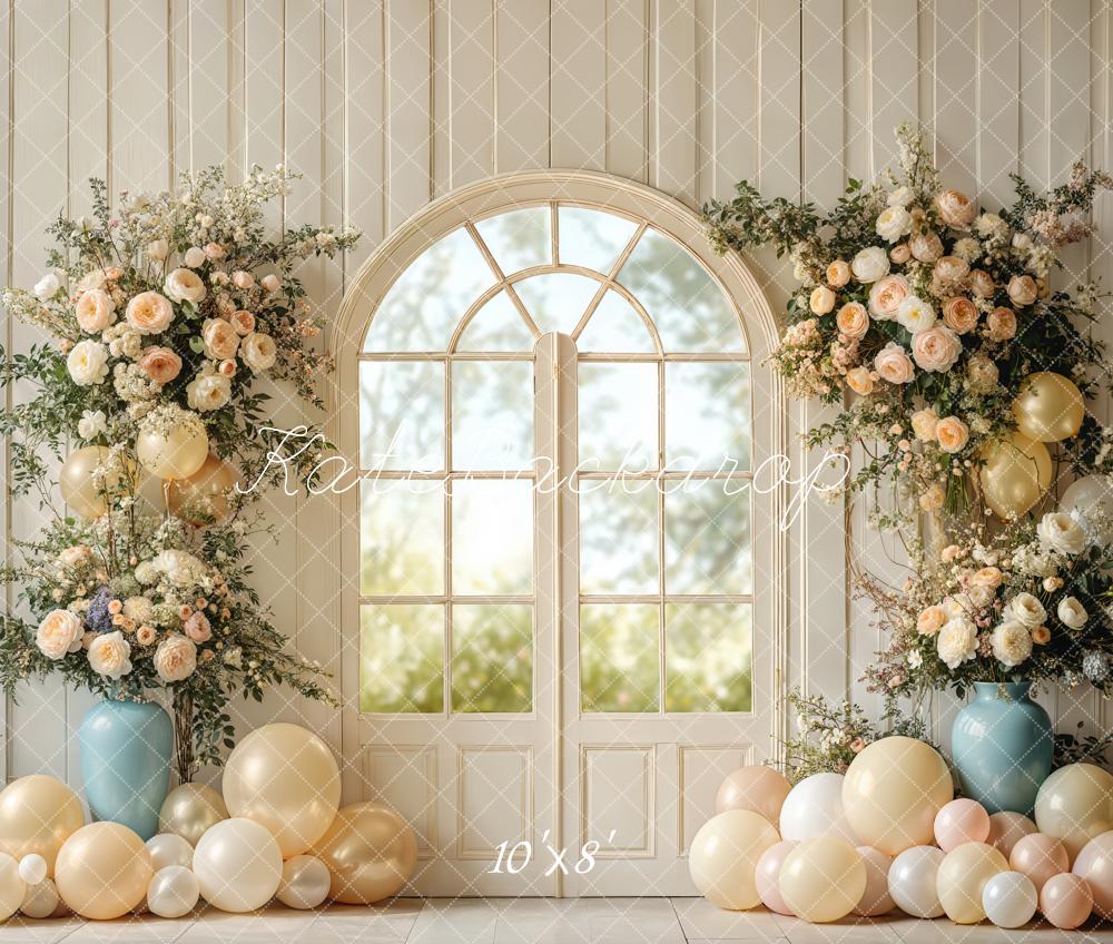 Kate Wedding Floral Arched Window Balloons Backdrop Designed by Emetselch