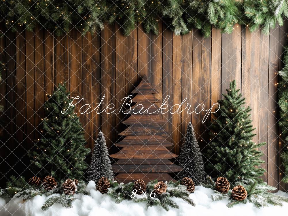 Kate Christmas Pine Tree Wooden Backdrop Designed by Patty Roberts