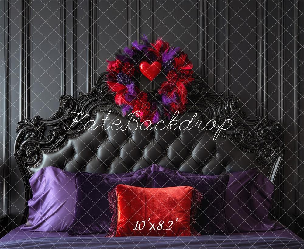 Kate Valentine Headboard Heart Black Retro Backdrop Designed by Mini MakeBelieve