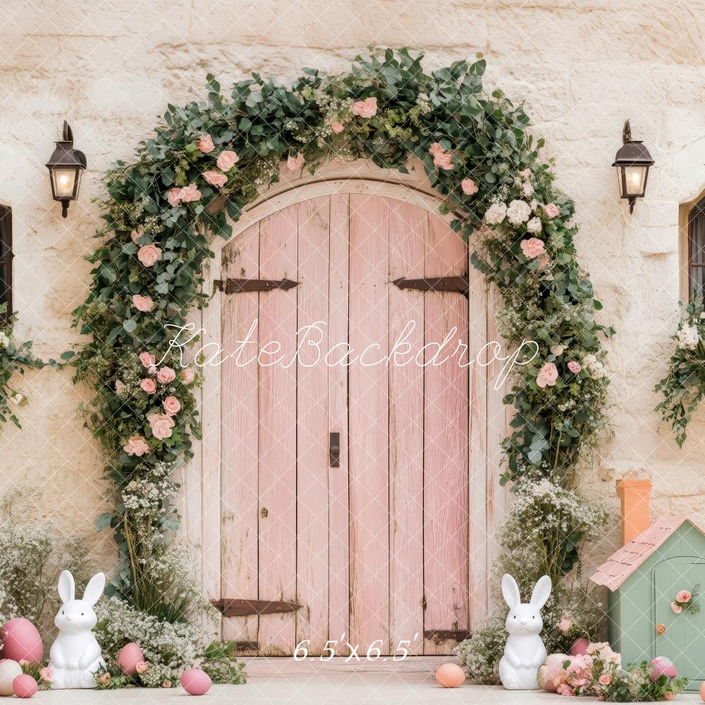 Kate Easter Bunny Floral Arch Pink Backdrop Designed by Patty Roberts