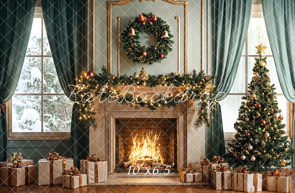 Kate Christmas Tree Fireplace Gifts Backdrop Designed by Emetselch