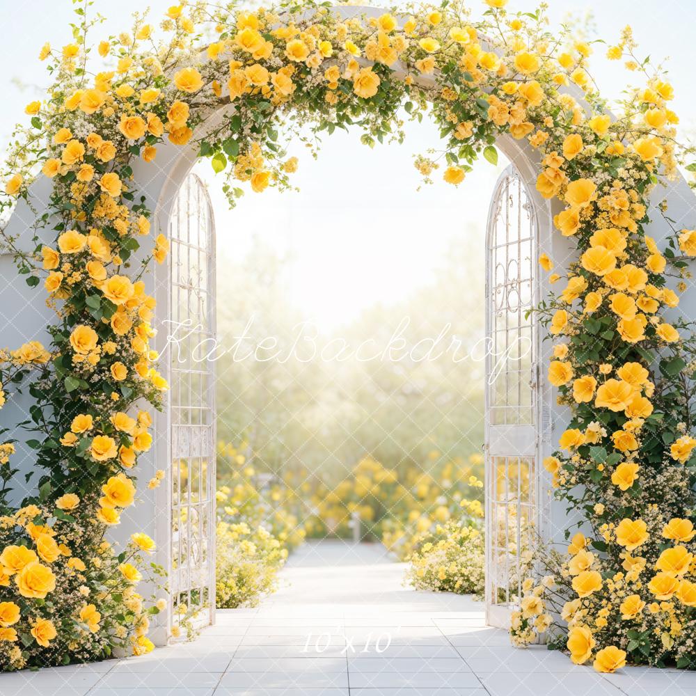 Geel Bloemenboog Foto Achtergrond Ontworpen door Emetselch