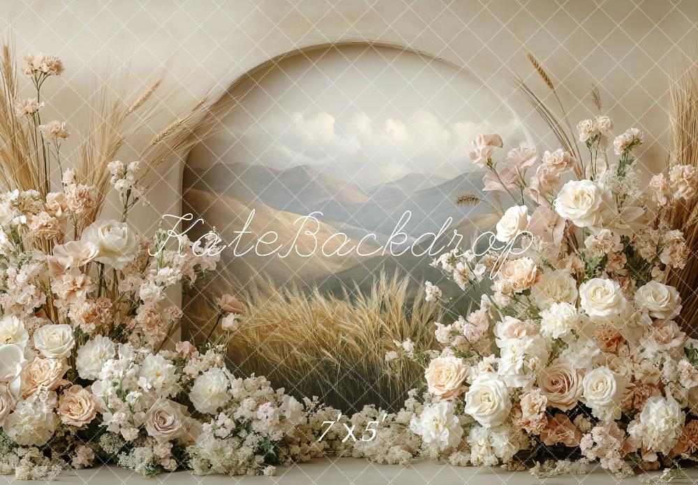 TEST Boho Floral Arch Pastel Mother's Day Foto Achtergrond Designed by Mini MakeBelieve