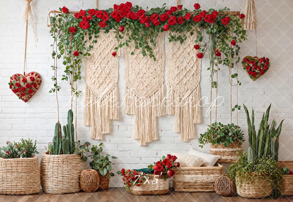 TEST Kate Valentine Boho Floral Macrame Cactus Backdrop Designed by Emetselch