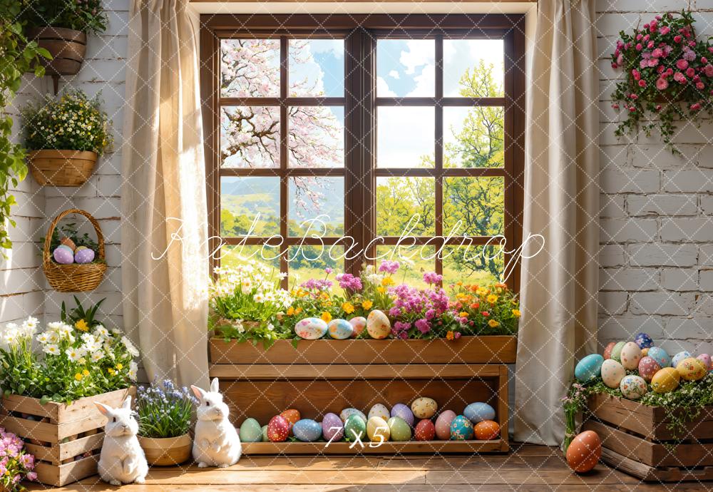 Cortinas de ventana de conejito de Pascua floral diseñadas por Emetselch