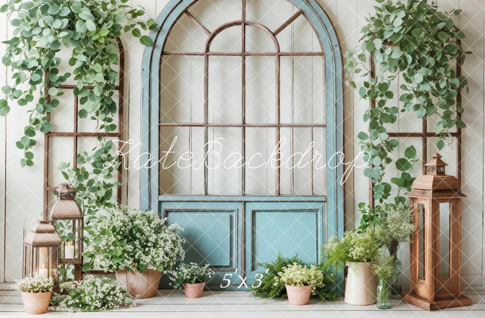 Kate Spring Blue Door Greenery Backdrop Designed by Emetselch