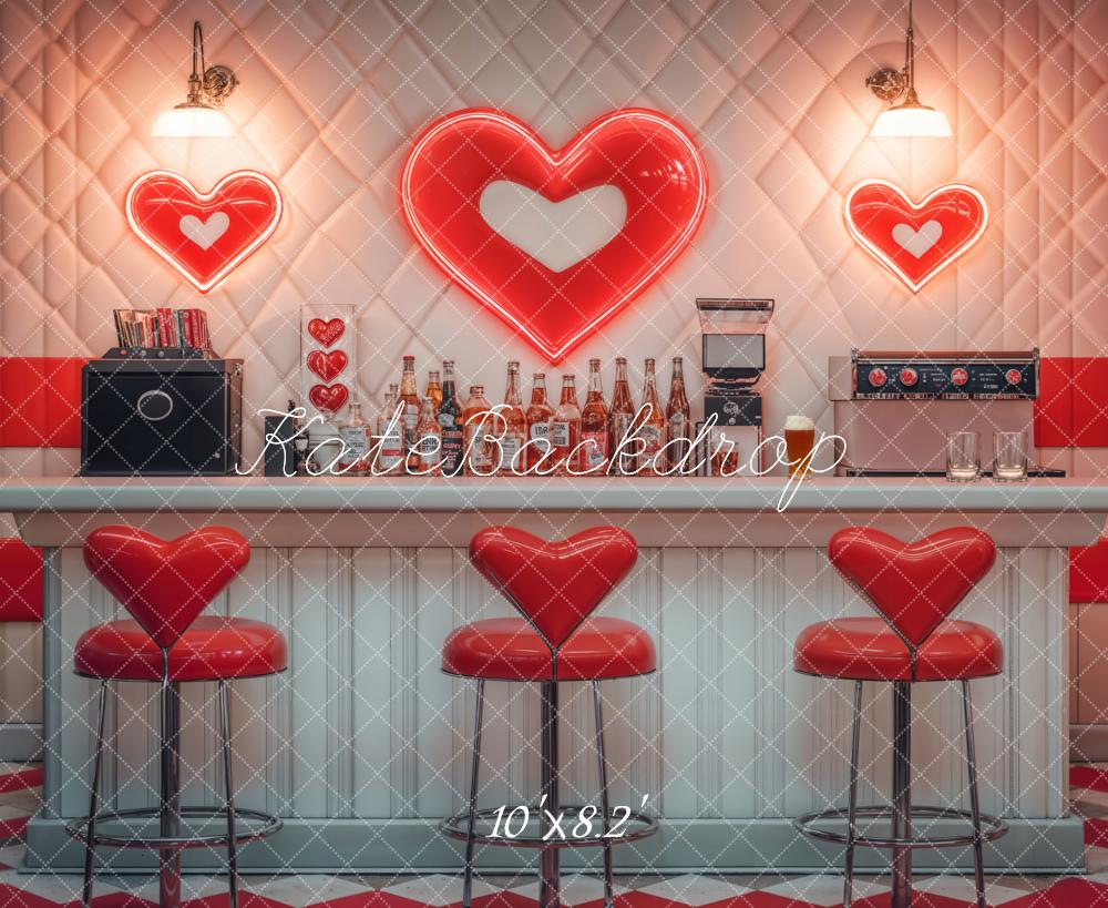 Kate Valentine Retro Heart Diner Bar Backdrop Designed by Emetselch