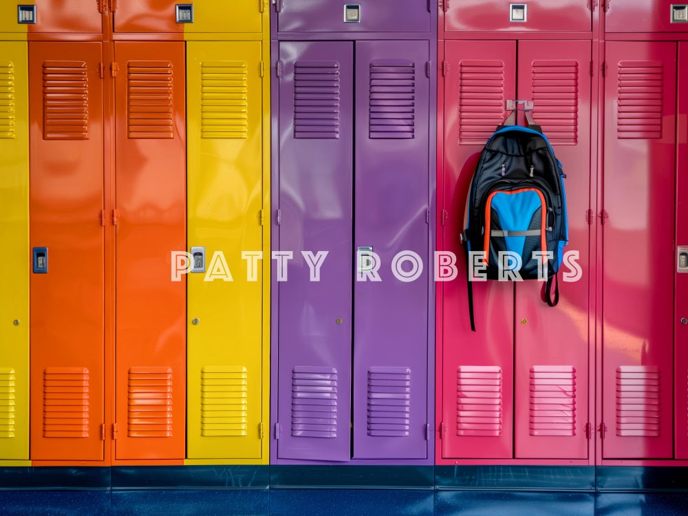 Retro Colorful Locker Backdrop Designed by Patty Robert