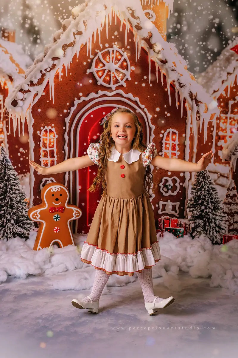 Kate Christmas Gingerbread Houses Snowy Backdrop Designed by Emetselch