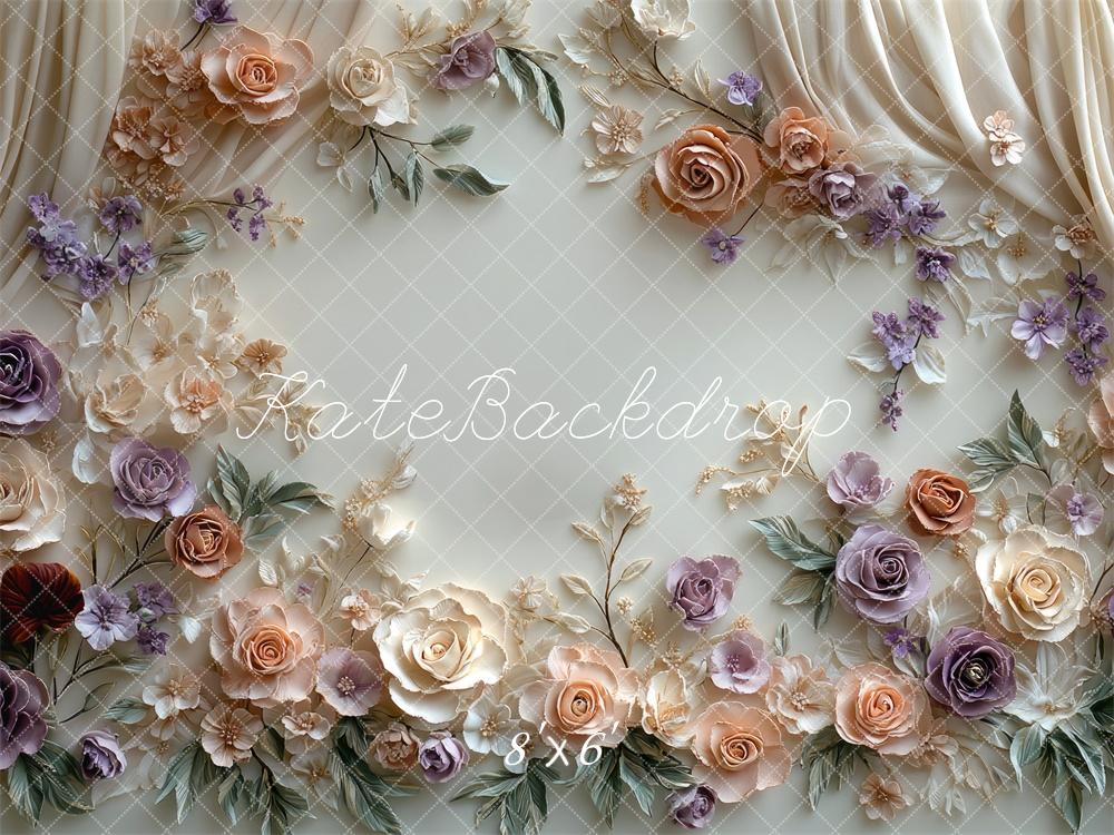 Kate Spring Floral Pastel Curtain Wall Backdrop Designed by Mini MakeBelieve