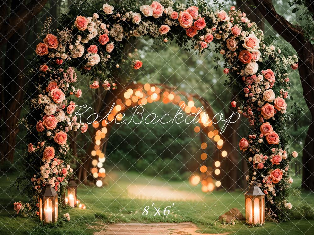 Spring Flower Arch Lights Wedding Foto Achtergrond Designed by Emetselch