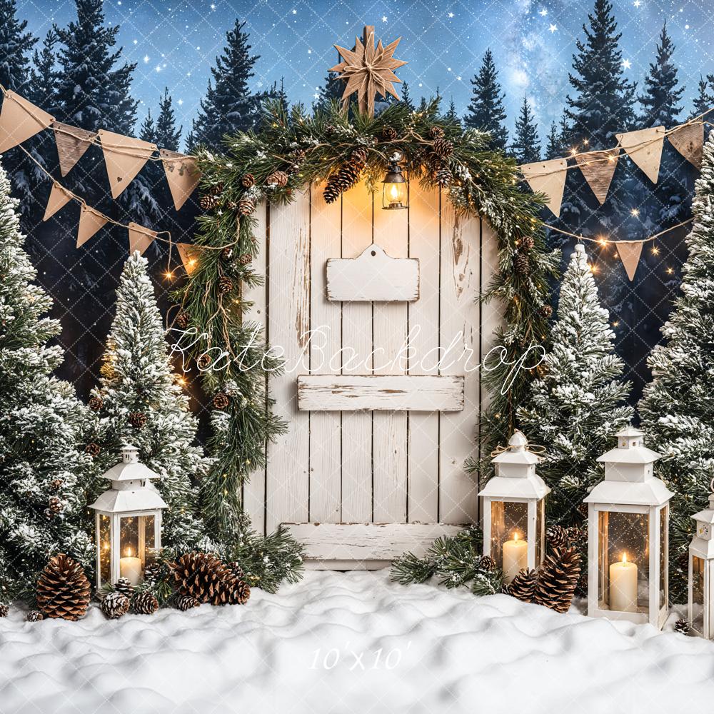 Kate Christmas Tree White Wood Door Backdrop Designed by Emetselch