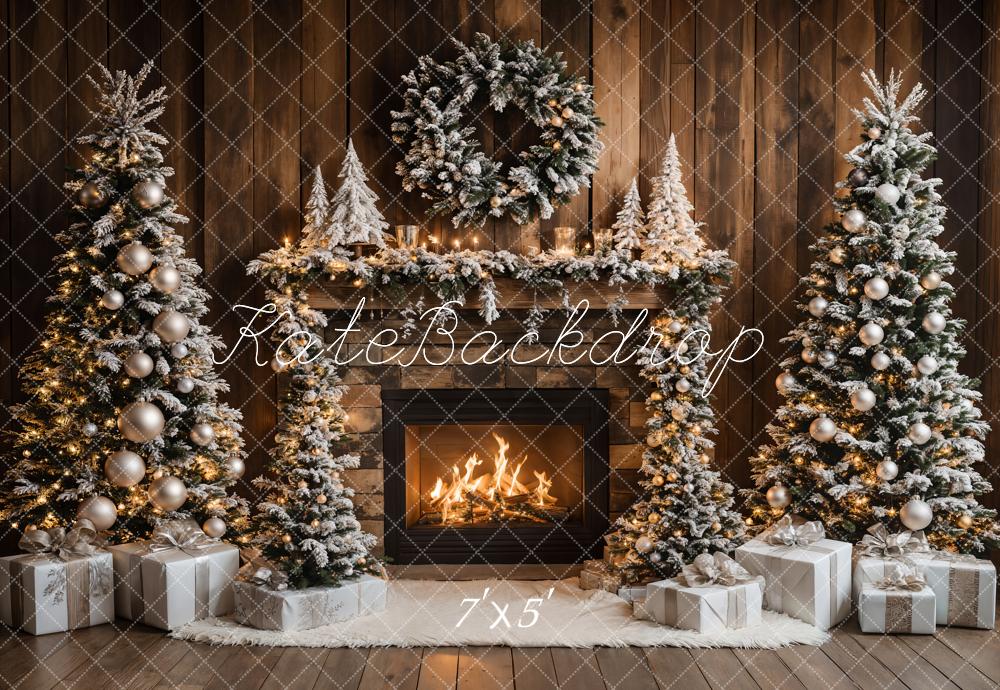 TEST Kate Christmas Tree Fireplace Wood Wall Backdrop Designed by Emetselch