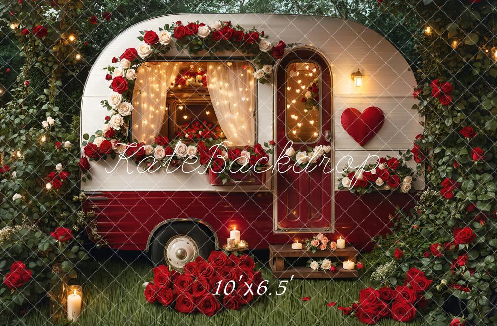 Kate Valentine's Day Romantic Flower Camper Backdrop Designed by Emetselch