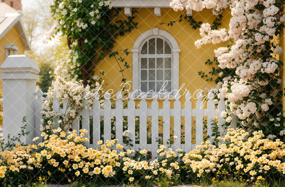 Kate Spring Floral Yellow Cottage Backdrop Designed by Emetselch