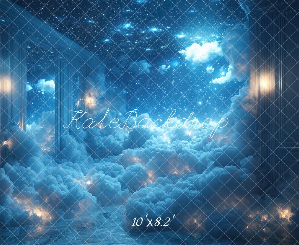 Blue Fantasy Cloudy Room Foto Achtergrond Designed by Mini MakeBelieve