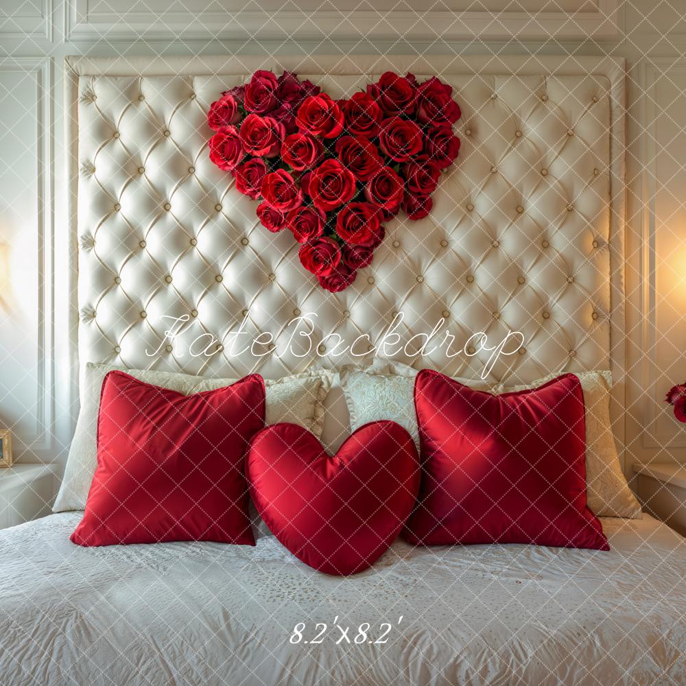 Kate Valentine's Day Heart Rose Headboard Backdrop Designed by Emetselch