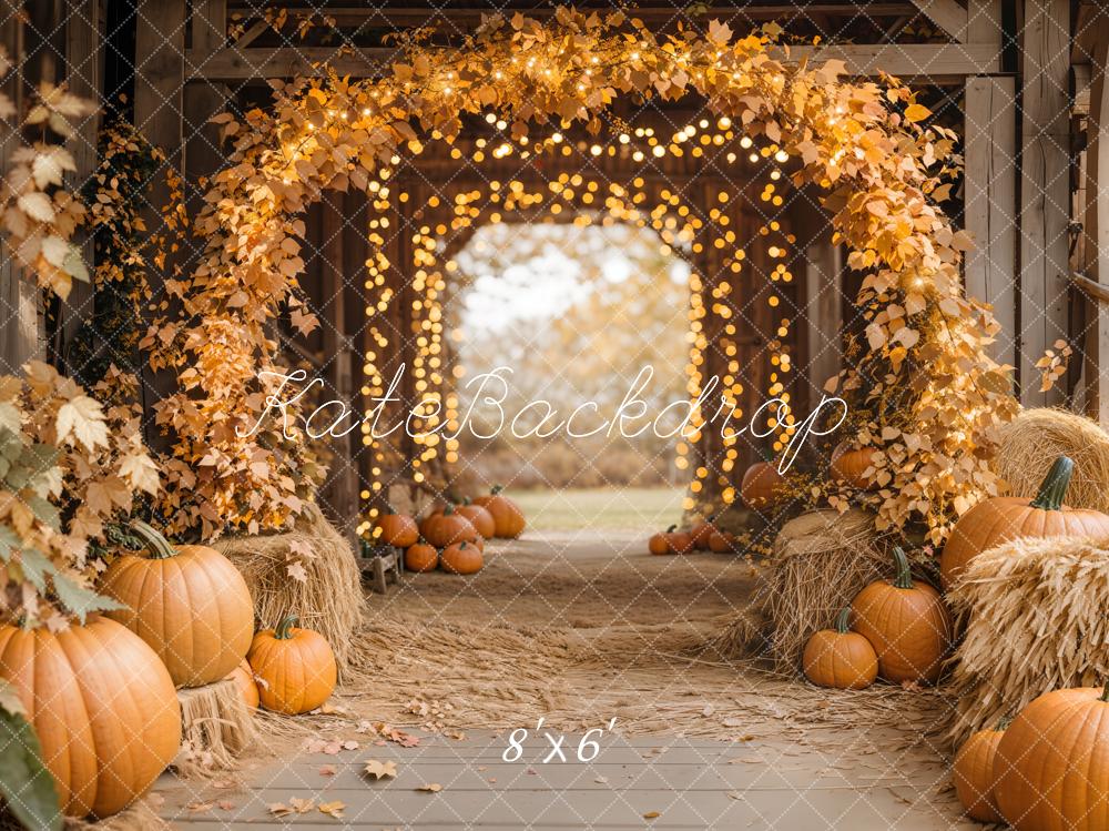 Fondo de granero de calabazas de arco de arce de otoño diseñado por Emetselch