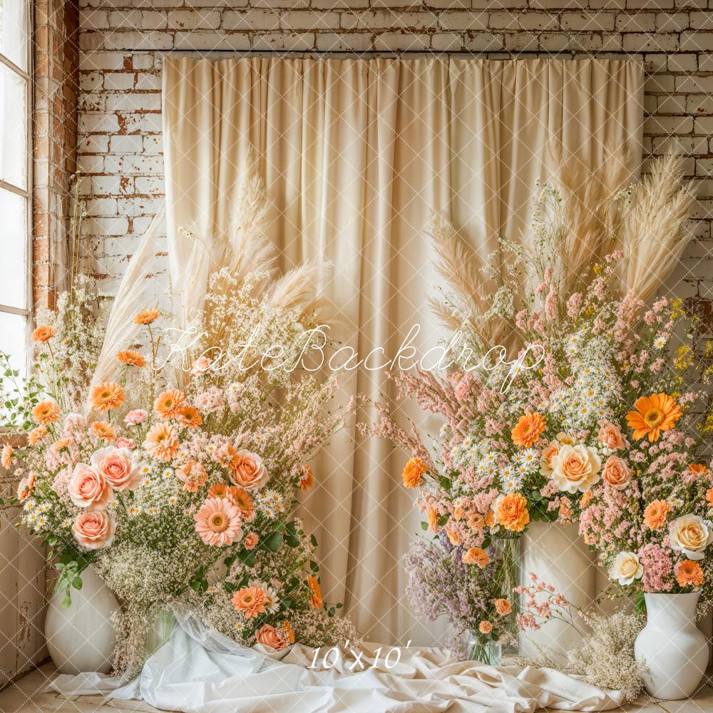 Kate Boho Floral Drapes Vintage Wall Backdrop Designed by Emetselch