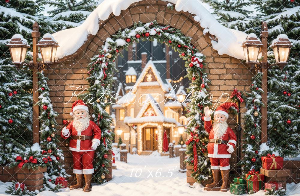 Kate Fantasy Christmas Santa Castle Arched Brick Gate Backdrop Designed by Chain Photography